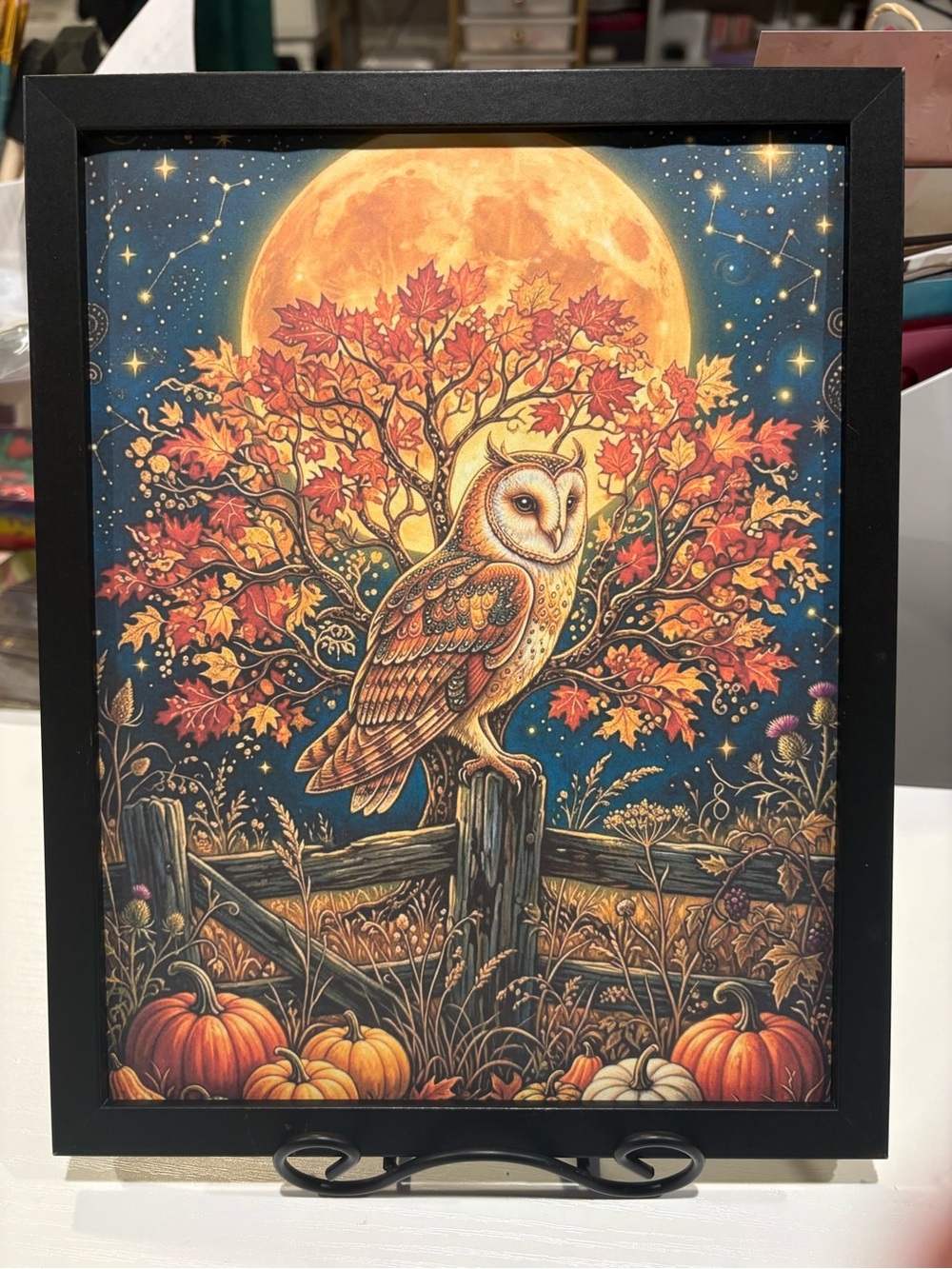 Autumn Owl Wall Framed 8x10 Art Print